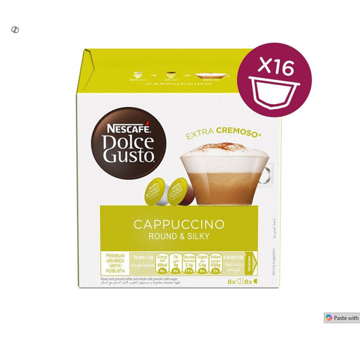 [1740-00116] Nescafé Dolce Gusto Arabica & Robusta Cappuccino Coffee (8 Capsules) & Milk (8 Capsules)