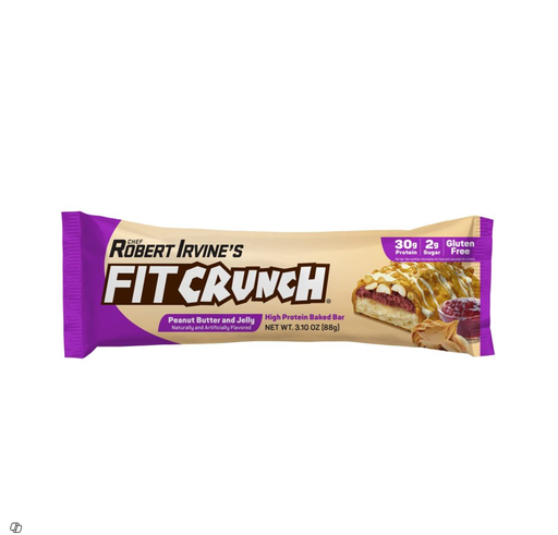 Robert Irvine's Fit Crunch Baked 16g Whey Protein Bar Peanut Butter & Jelly Flavor - gluten free