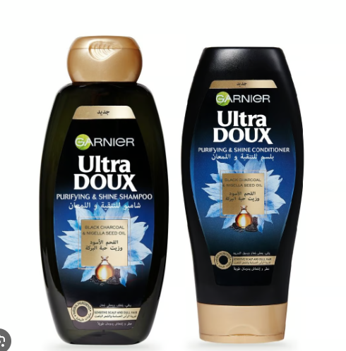 [1727-00397] Garnier Ultra Doux Purifying & Shining Shampoo with Black Charcoal Extract & Nigella Seed Oil 400ml