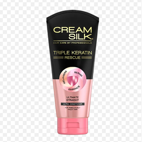 [217815] Cream Silk Triple Keratin Rescue Ultimate Straight Conditioner for Rebelliously Frizzy Hair