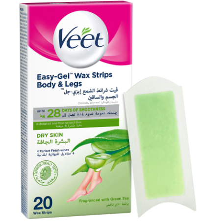 [VE0050326] Veet Easy Gel Legs & Body Wax Strips Green Tea Scent with Finish Wipes for Dry Skin20wax srips