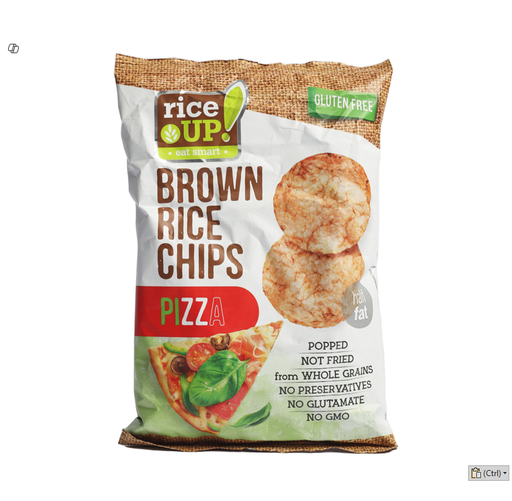 Rice Up Wholegrain Brown Rice Pizza Chips - GMO free, gluten free, preservatives free, glutamate free
