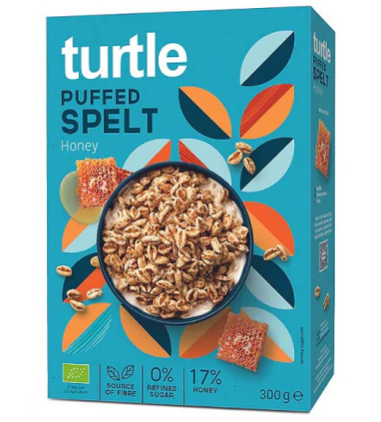 Turtle Organic Puffed Spelt Honey Cereal - refined sugar free