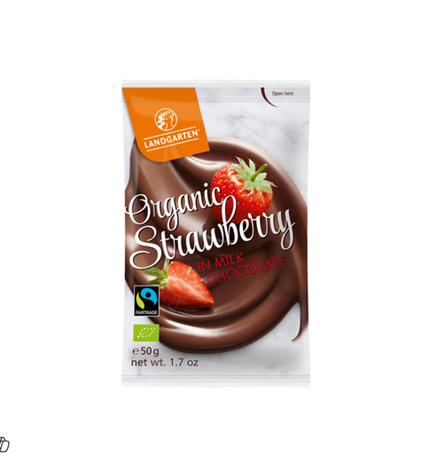 [LG008] LANDGARTEN ORGANIC STRAWBERRY IN MILK CHOCOLATE 50GM