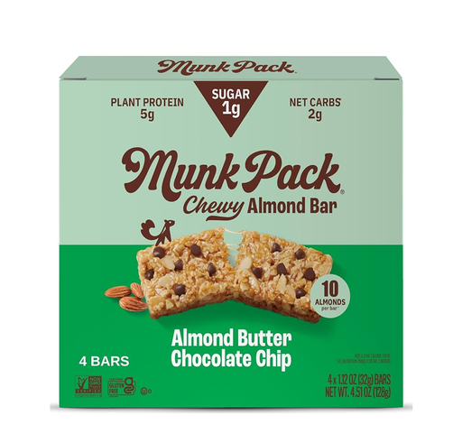 Munk Pack Chewy Granola Bar Almond Butter Chocolate Chips 32g