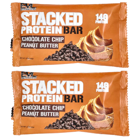 EVLution Nutrition Stacked Potein Bar Chocolate Chips Peanut Butter 65g