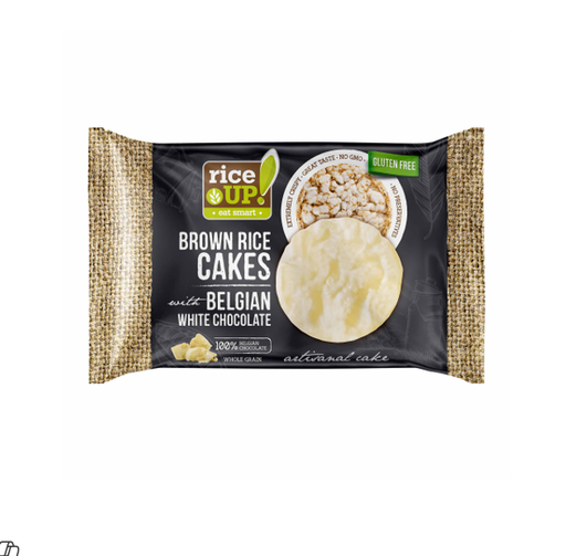 Rice Up Brown Rice Cakes with Belgian White Chocolate - gluten free, preservatives free
