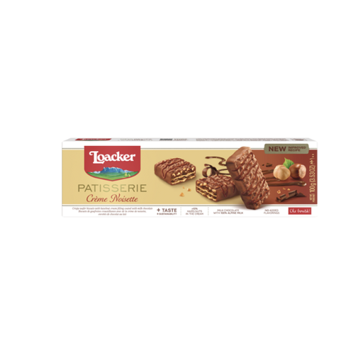 [10372] Loacker Milk Chocolate Coated Wafer Biscuits Filled with Hazelnut Cream - GMO free, no added flavoring, no added coloring 100gm