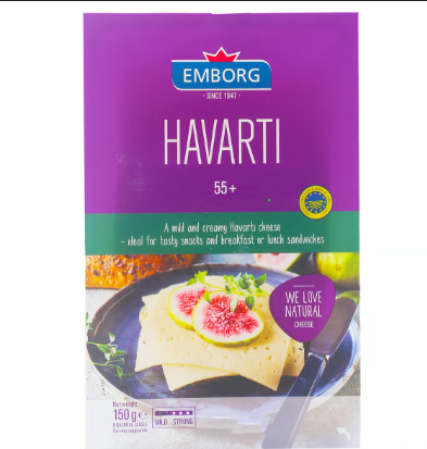 [2142-00040] Emborg Havarti Sliced Cheese 150g