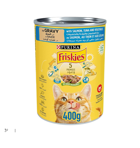 [1740-00191] FRISKIES CAT SALMON AND TUNA AND VEGETABLES 400gm 