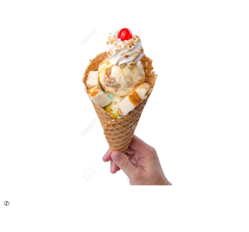 ICE CREAM IN CONE WITH TOPPINGS