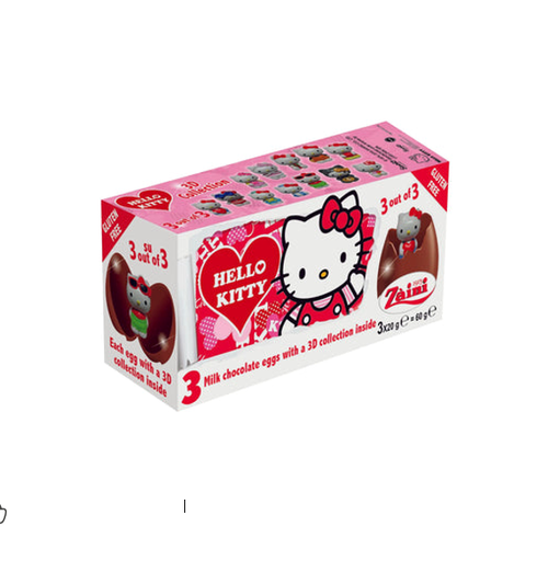 [11959] Zaini Hello Kitty Milk Chocolate Eggs with Surprise Inside - gluten free 60GM