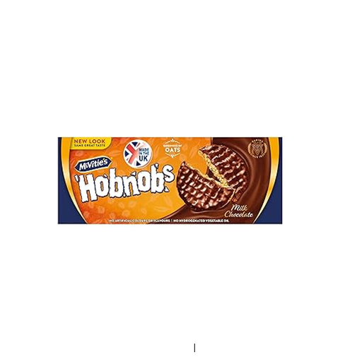 [1380-00020] McVitie's Hobnobs Wholemeal Milk Chocolate Coated Oat Biscuits - artificial flavors free, artificial colors free, hydrogenated vegetable oil free 300g 