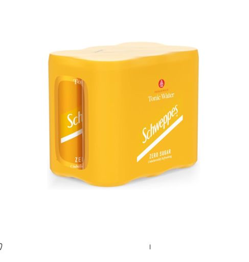 SCHWEPPES TONIC WATER ZERO SUGAR 6'S