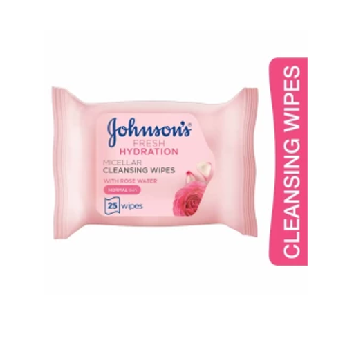 JOHNSONS ROSE WATER MAKE UP REMOVER & CLEANSING WIPES 25S