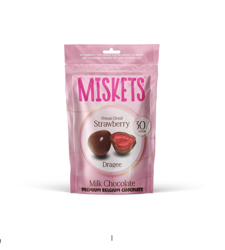 MISKETS MILK CHOCOLATE COATED FREEZE-DRIED STRAWBERRY 80GM