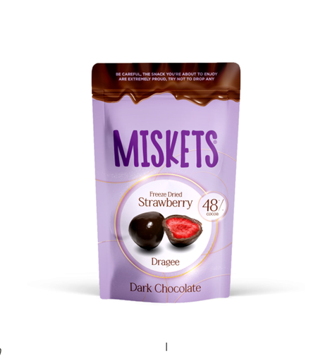 MISKETS DARK CHOCOLATE COATED FREEZE-DRIED STRAWBERRY 80GM
