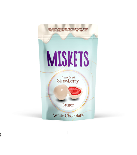 MISKETS WHITE CHOCOLATE COATED FREEZE-DRIED STRAWBERRY 80GM