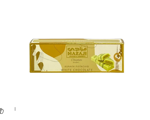 MAZAJI CHOCOLATE DUBAI KUNAFA PISTACHIO WHITE CHOCOLATE 50GM