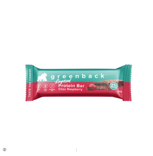 GREEN BACK CHOCO RASPBERRY PROTEIN BAR 50GM