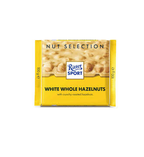 [RIT-01-06] RITTER WHITE CHOCOLATE WHOLE HAZELNUT 100GMS 