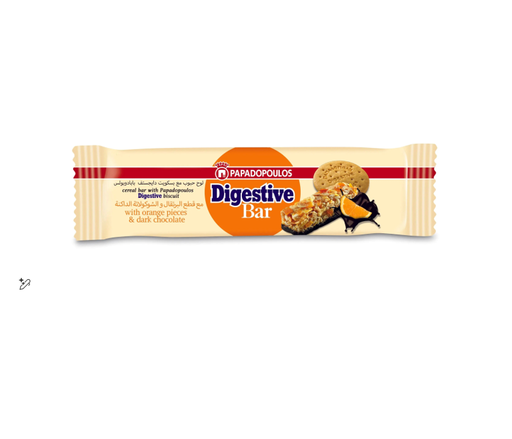 [PAP-02-04] DIGESTIVE BAR WITH ORANGE PIECES&DARK CHOCOLATE 28GM