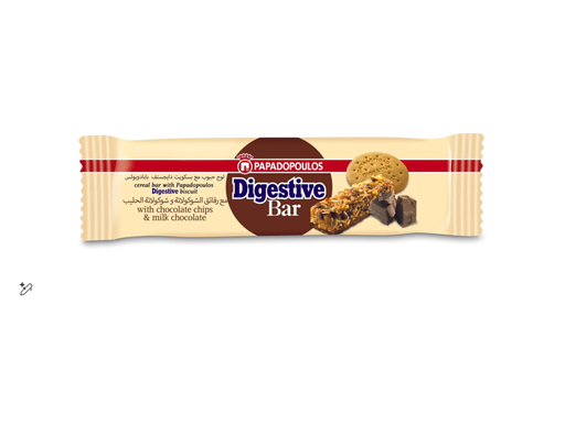 [PAP-02-02] DIGESTIVE BAR WITH CHOCOLATE CHIPS&MILK 28GM