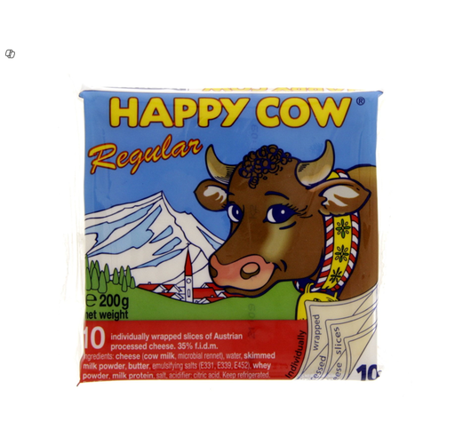 [2206-0003] HAPPY COW REGULAR CHEESE SLICE 200GM